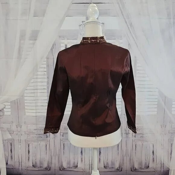 KM Collections Taffeta Beaded Blouse - Picture 4 of 5
